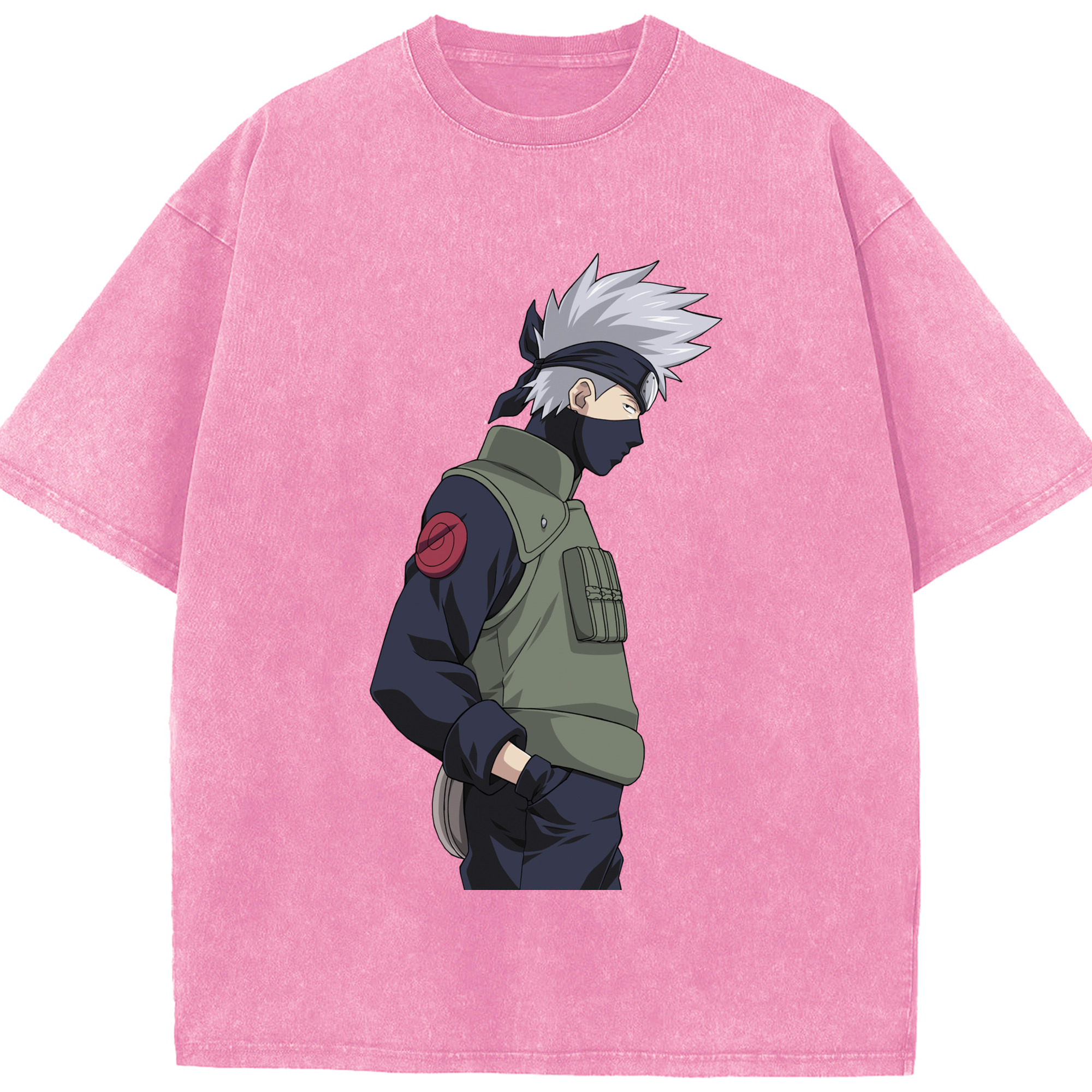 （画像用） NARUTO -ナルト- はたけ カカシ Hatake Kakashi 綿100% ヴィンテージ風 半袖Tシャツ（フロントプリント）